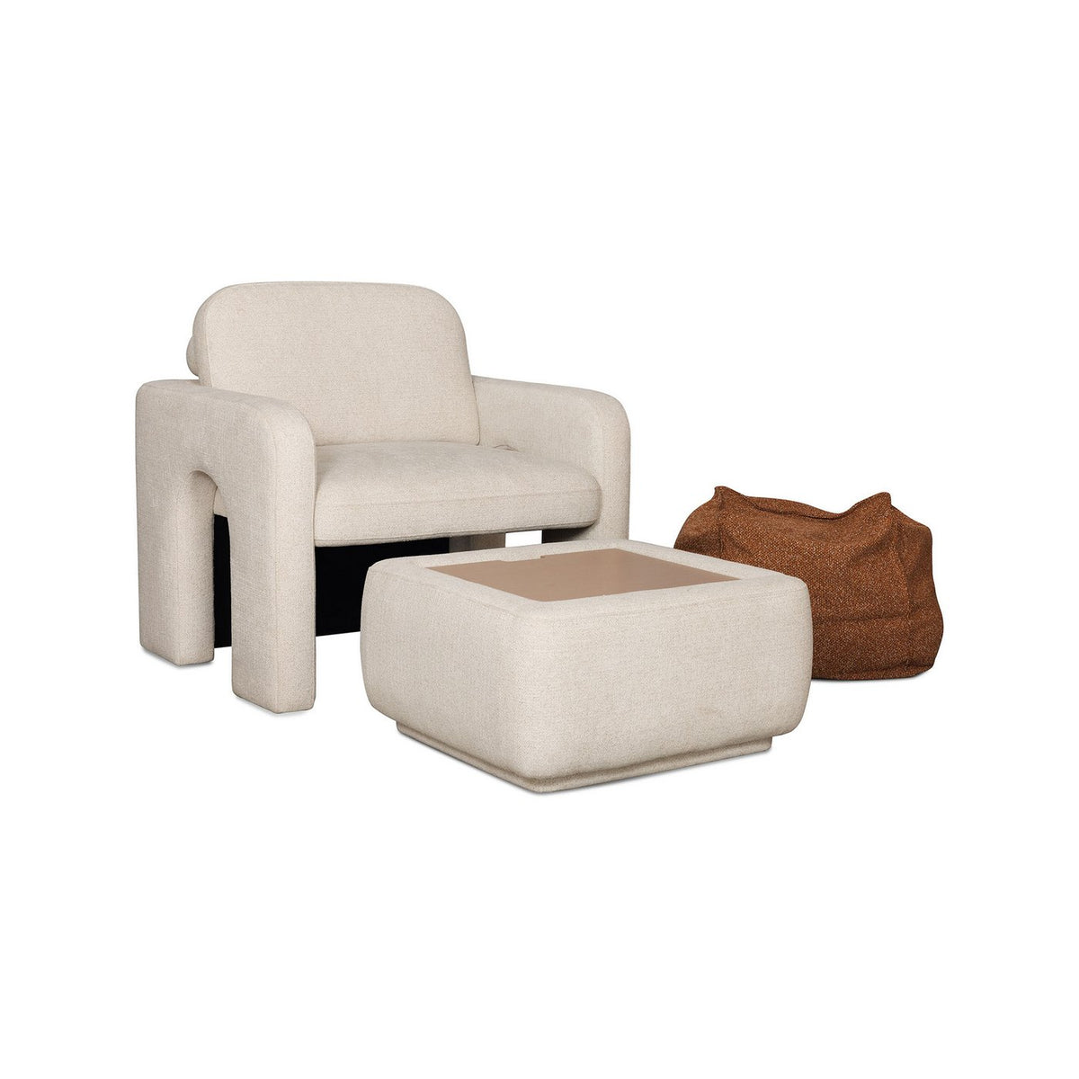 Kova - Fauteuil Design Avec Table Basse Relevable - Beige