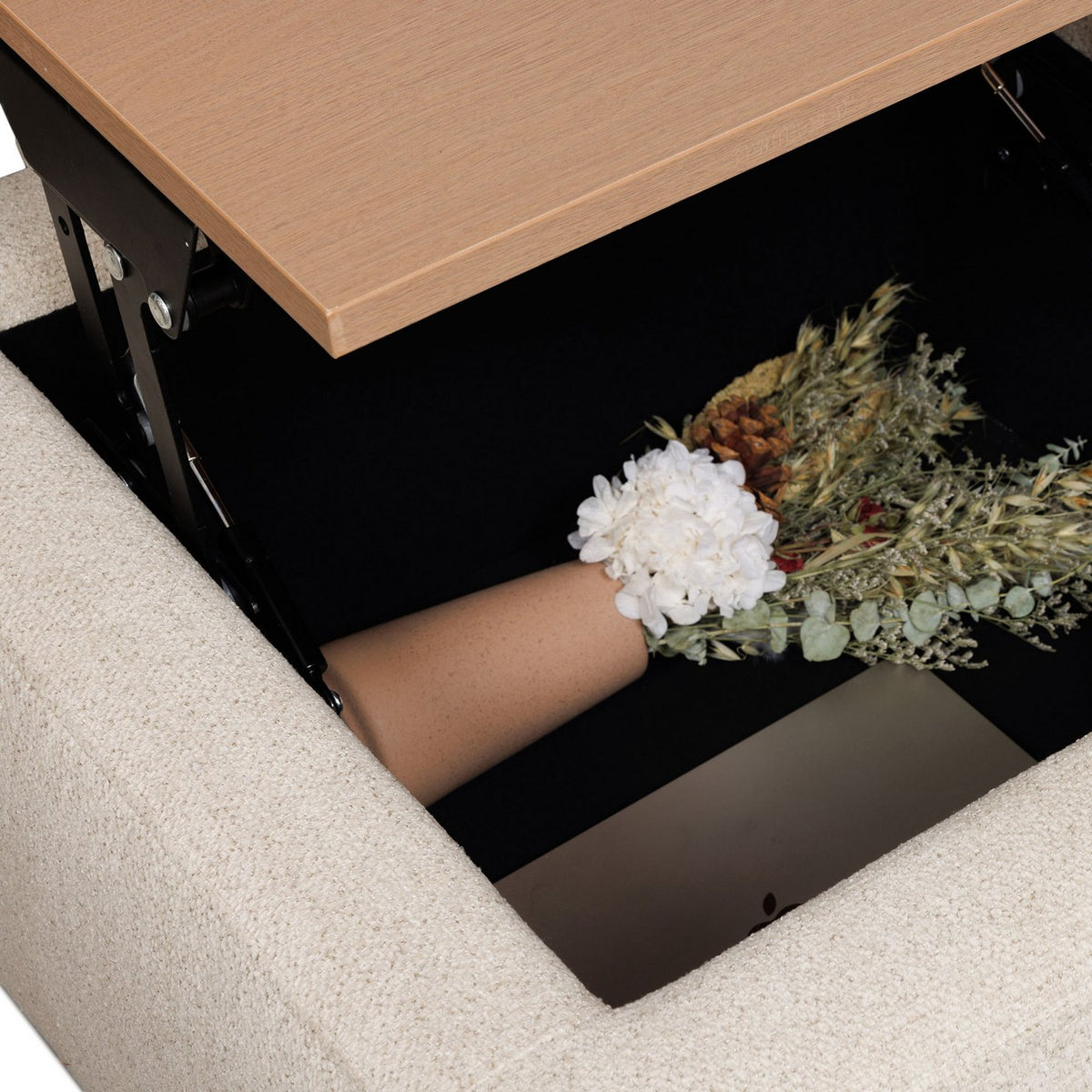 Kova - Fauteuil Design Avec Table Basse Relevable - Beige