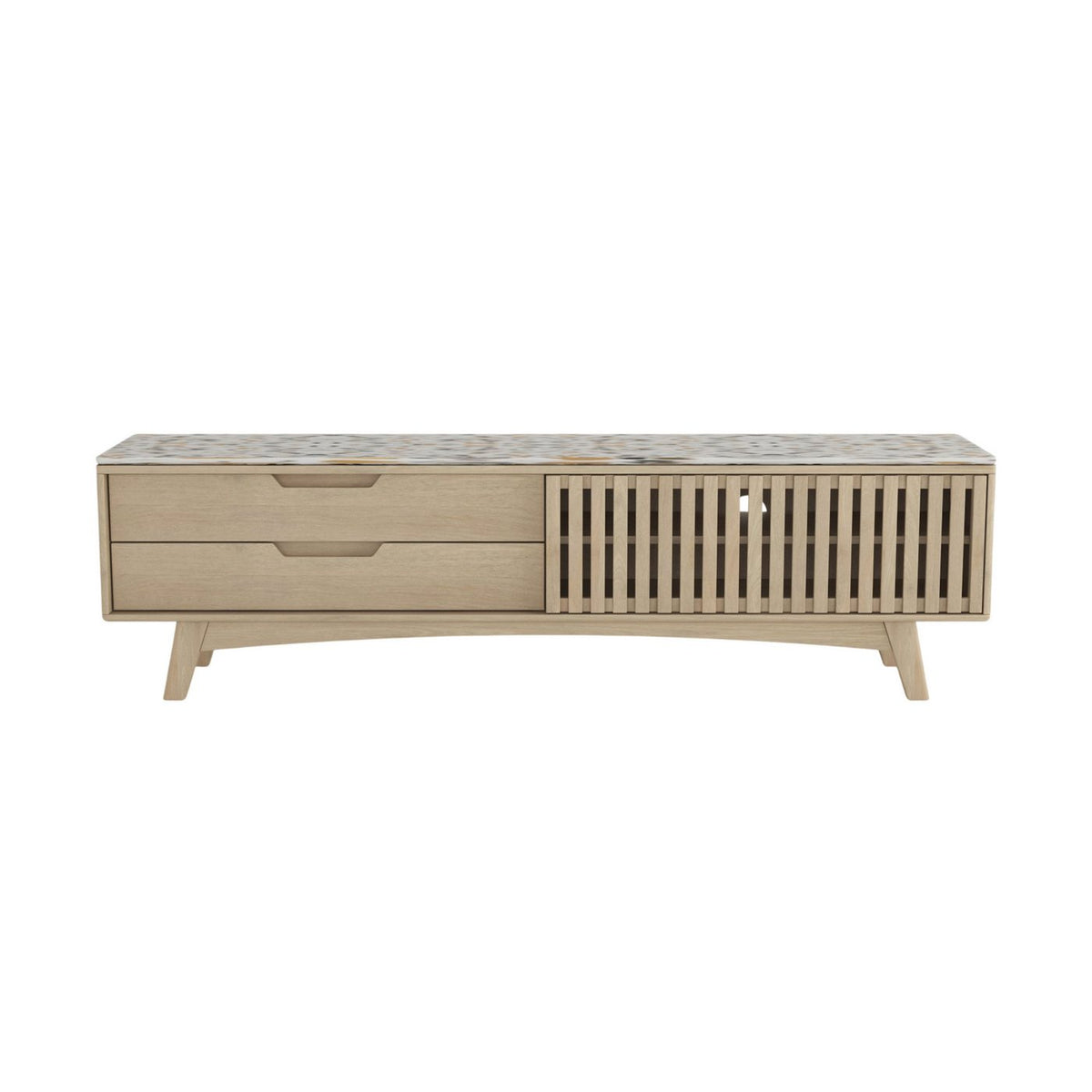 Kyojo - Meuble Tv - Bois De Manguier Et Terrazzo - Naturel