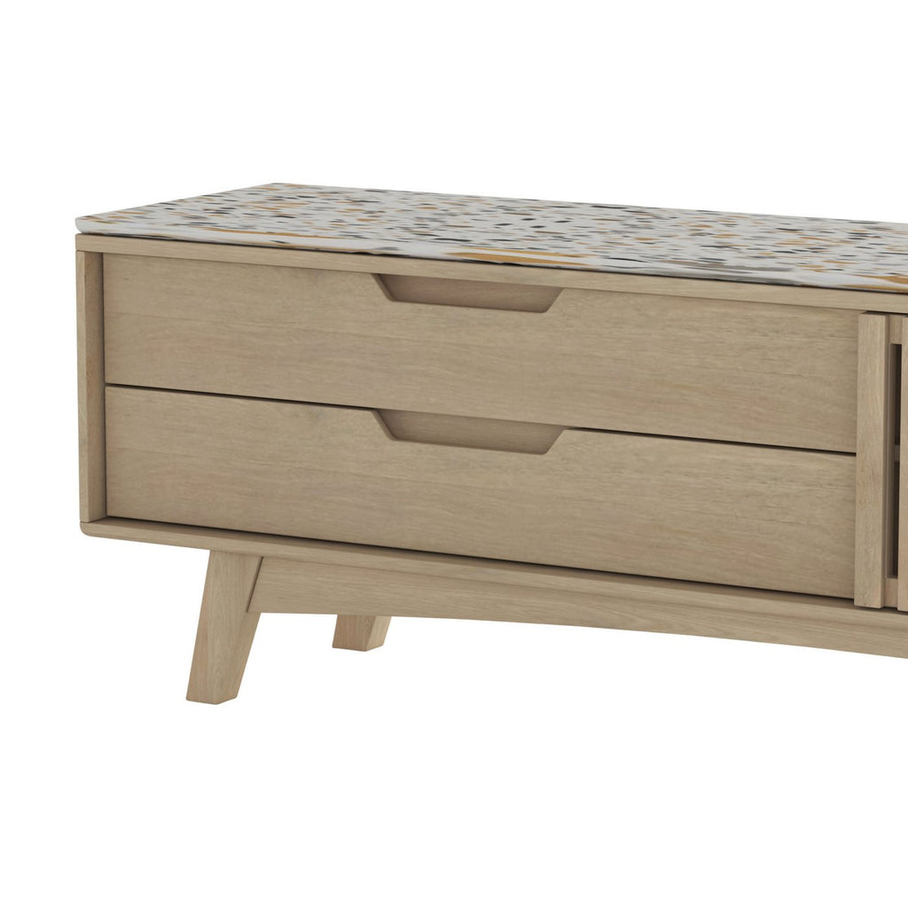 Kyojo - Meuble Tv - Bois De Manguier Et Terrazzo - Naturel