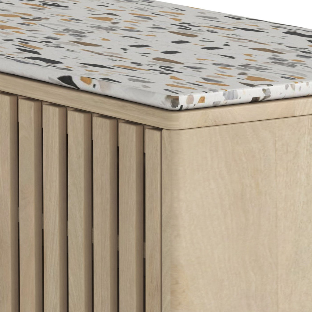 Kyojo - Meuble Tv - Bois De Manguier Et Terrazzo - Naturel