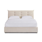 Esmar - Lit Coffre Avec Tête De Lit Capitonnée - Tissu Texturé - Beige