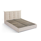 Esmar - Lit Coffre Avec Tête De Lit Capitonnée - Tissu Texturé - Beige