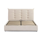 Esmar - Lit Coffre Avec Tête De Lit Capitonnée - Tissu Texturé - Beige