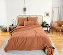 Parure Housse De Couette 3Pcs Gaze De Coton Et Coton 57 Fils Caramel - Marron Caramel