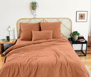 Parure Housse De Couette 3Pcs Gaze De Coton Et Coton 57 Fils Caramel - Marron Caramel
