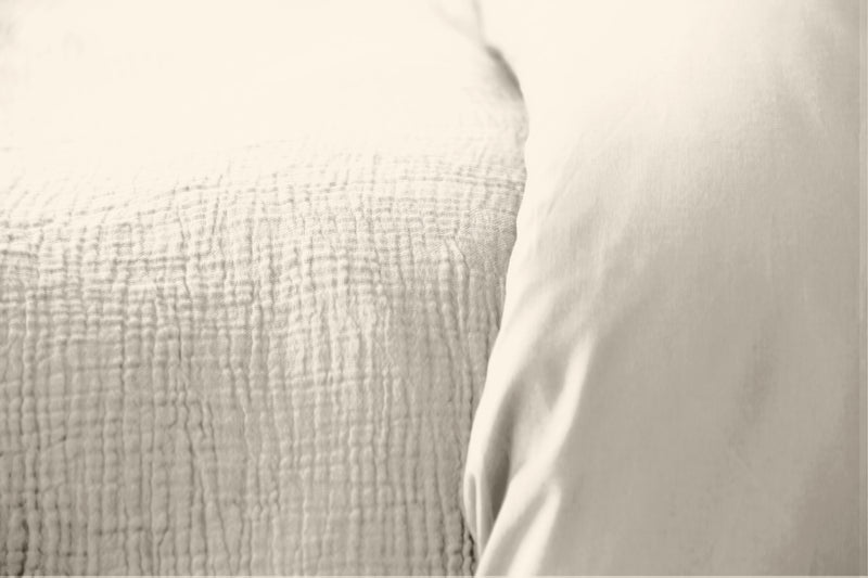 Parure Housse De Couette 3Pcs Gaze De Coton Et Coton 57 Fils - Galet - Gris Foncé