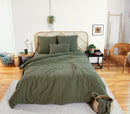Ozen 3 Piece Duvet Cover Set - 50% Cotton Gauze / 50% Cotton 57 Thread Count - Khaki