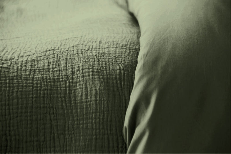Ozen 3 Piece Duvet Cover Set - 50% Cotton Gauze / 50% Cotton 57 Thread Count - Khaki