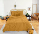 Parure Housse De Couette 3Pcs Gaze De Coton Et Coton 57 Fils - Miel