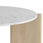 Table Basse Ronde - Manguier Et Marbre - Blanc