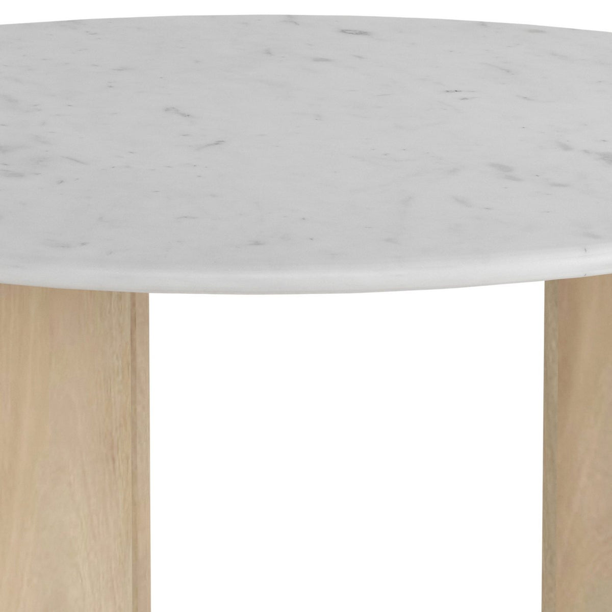 Table Basse Ronde - Manguier Et Marbre - Blanc