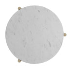 Table Basse Ronde - Manguier Et Marbre - Blanc