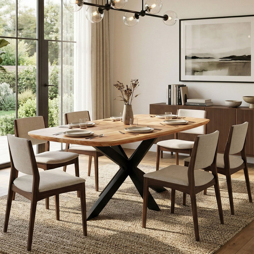 Table À Manger - Acacia Et Métal - Naturel