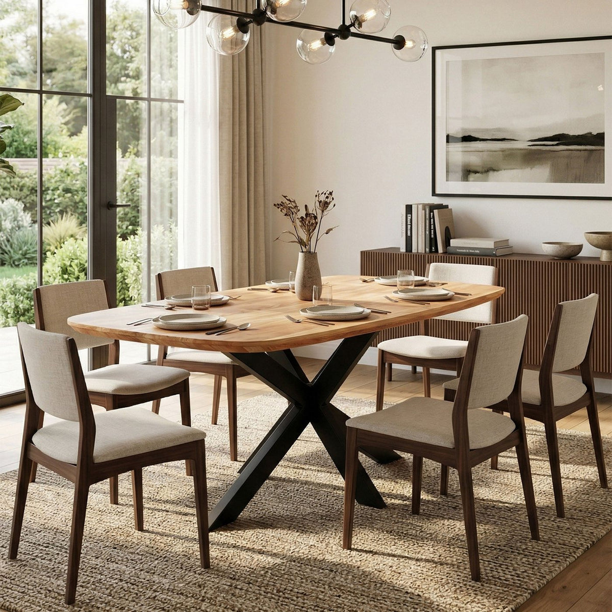 Table À Manger - Acacia Et Métal - Naturel