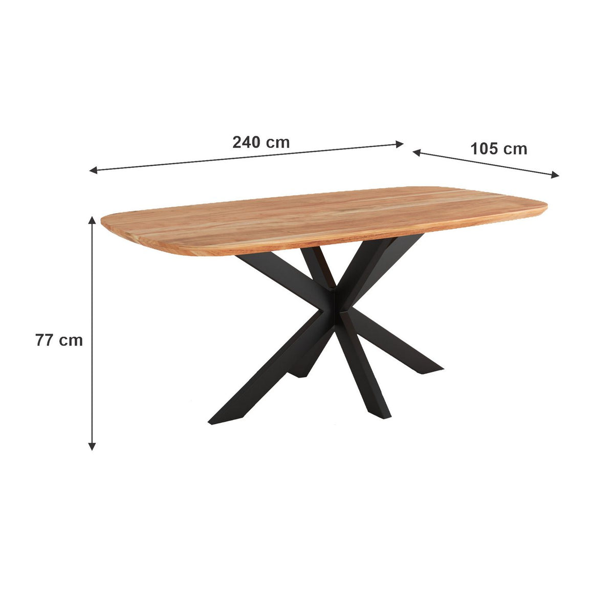 Table À Manger - Acacia Et Métal - Naturel