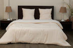 Juego de cama de gasa de microfibra bicolor blanco roto natural + blanco