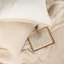 Parure Gaze De Microfibre Bicolore Ecru Naturel + Blanc