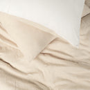 Parure Gaze De Microfibre Bicolore Ecru Naturel + Blanc