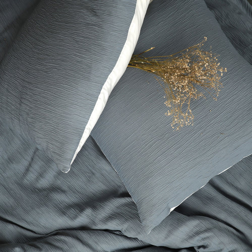 Parure Gaze De Microfibre Bicolore Bleu Petrole + Blanc