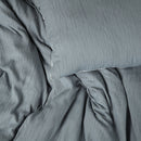 Parure Gaze De Microfibre Bicolore Bleu Petrole + Blanc