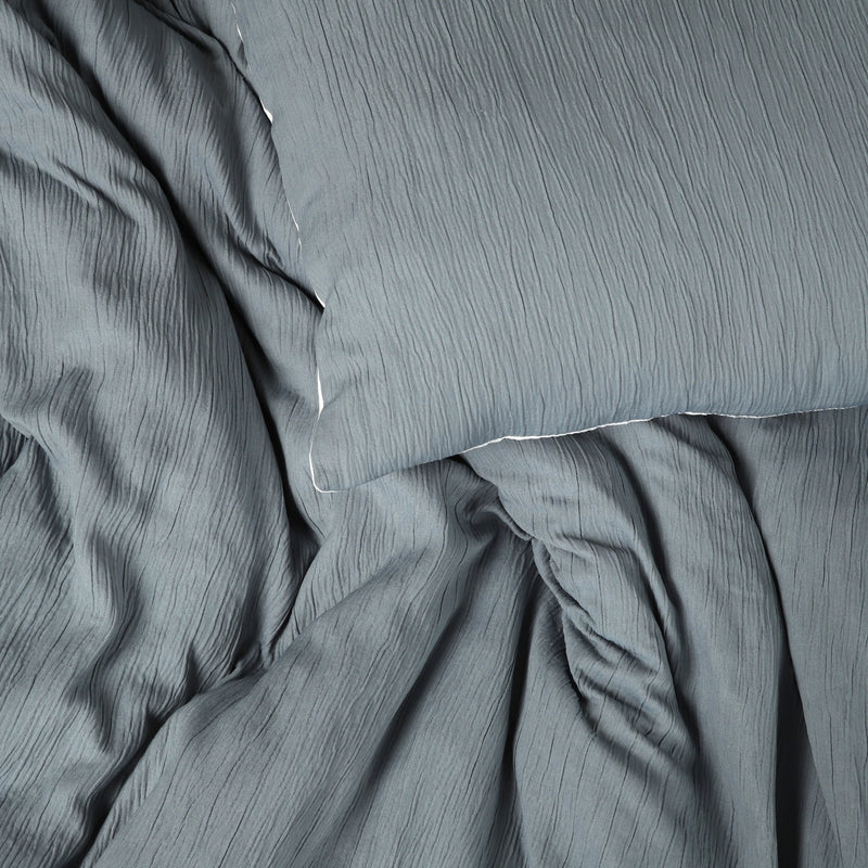 Parure Gaze De Microfibre Bicolore Bleu Petrole + Blanc