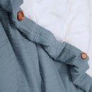 Parure Gaze De Microfibre Bicolore Bleu Petrole + Blanc