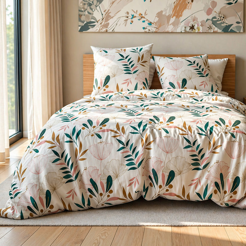 Parure Housse De Couette 3Pcs 100% Polyester Microfibre 75Gsm Celia - Imprimé