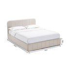 Aviala - Lit Coffre Latéral Avec Sommier + Tête De Lit - Velours - Beige