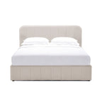 Aviala - Lit Coffre Latéral Avec Sommier + Tête De Lit - Velours - Beige