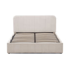 Aviala - Lit Coffre Latéral Avec Sommier + Tête De Lit - Velours - Beige