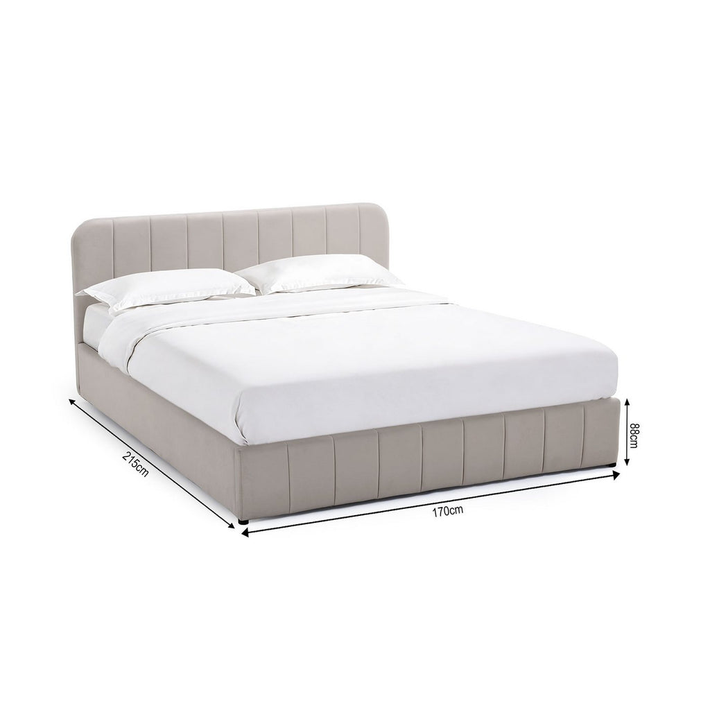 Aviala - Lit Coffre Latéral Avec Sommier + Tête De Lit - Velours - Taupe