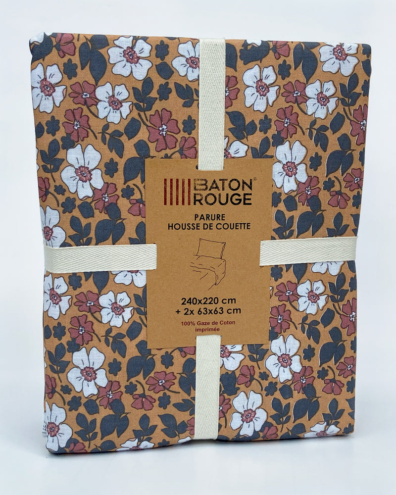 Parure de Lit Complète - 3 pièces - 100% Gaze de Coton - Verone - Imprimé