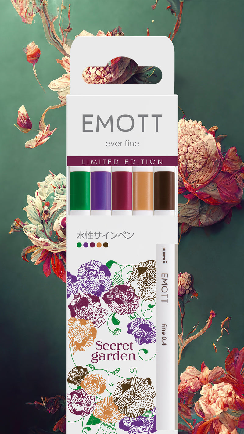5 Feutres - Secret Garden - Emott By Uni-Ball