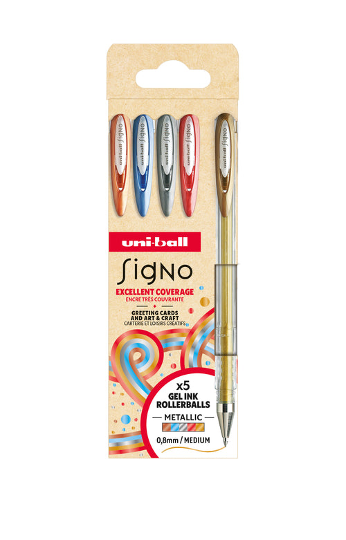 Set De 5 Rollers - Encre Gel Métallisé - Uni-Ball