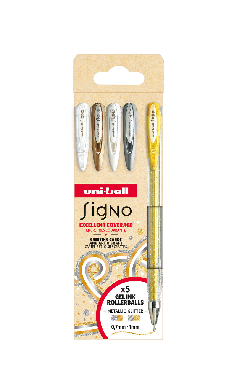 Set De 5 Rollers - Encre Gel Pailleté - Uni-Ball