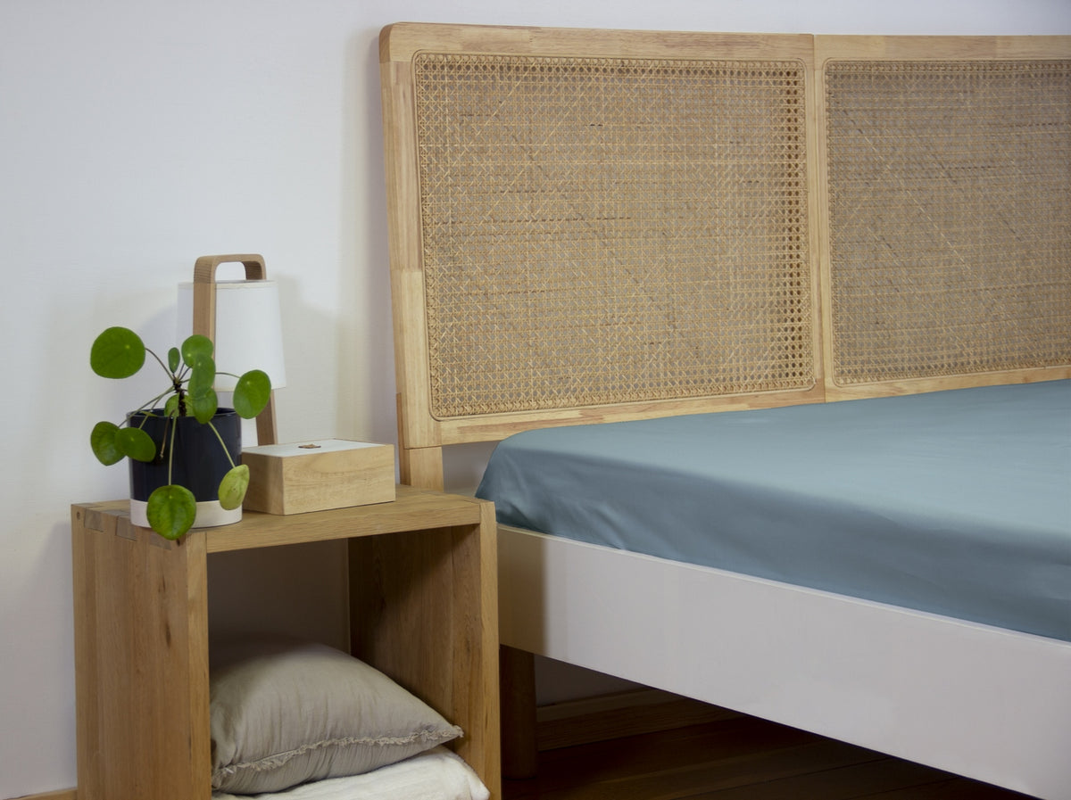 Estra - Lenzuola con Angoli Angolo 27cm 100% - Percalle di Cotone 65 fili - Blu Fumé