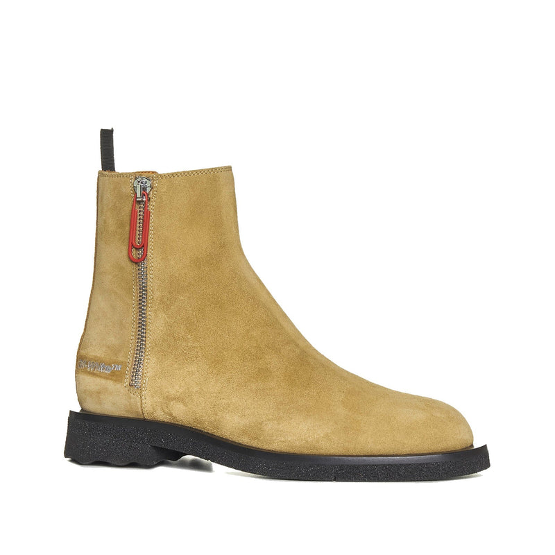 Bottes - Off-White Suede Ankle  - Beige