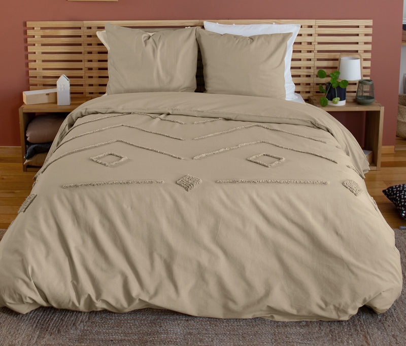 Tuféa Duvet Cover Set - 100% Tufted Cotton 52 Thread Count - Twine