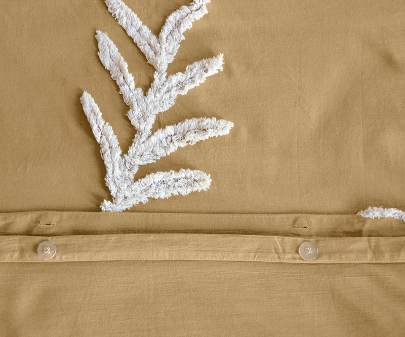 Tuféa Duvet Cover Set - 100% Tufted Cotton 52 Thread Count - Ocher