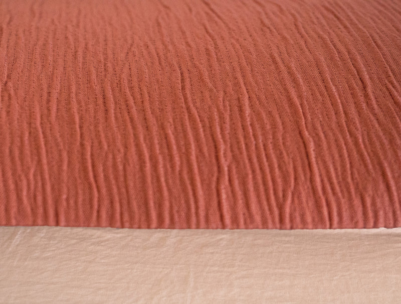 Parure Housse De Couette 100% Microfibre Lavée Et Gaufré , Aurore - Terre De Sienne