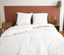 Parure Housse De Couette 100% Microfibre Lavée Et Gaufré , Blanc