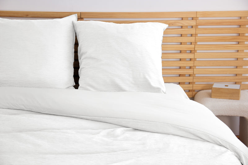 Parure Housse De Couette 100% Microfibre Lavée Et Gaufré , Blanc
