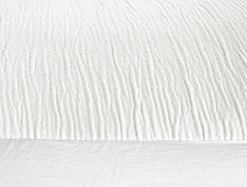Parure Housse De Couette 100% Microfibre Lavée Et Gaufré , Blanc