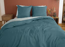 Parure Housse De Couette 100% Microfibre Lavée Et Gaufré , Celeste - Lagune