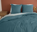 Parure Housse De Couette 100% Microfibre Lavée Et Gaufré , Celeste - Lagune