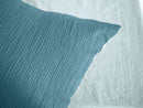 Parure Housse De Couette 100% Microfibre Lavée Et Gaufré , Celeste - Lagune