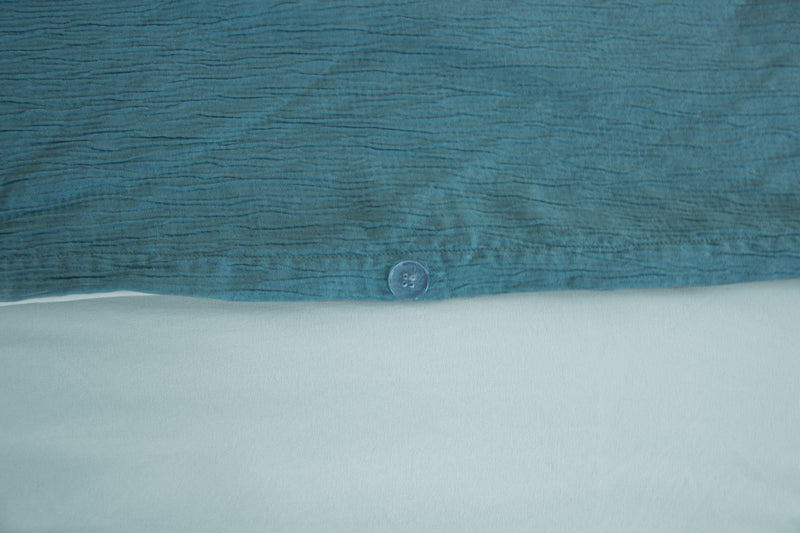 Parure Housse De Couette 100% Microfibre Lavée Et Gaufré , Celeste - Lagune