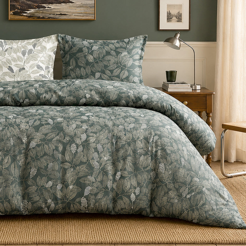 Emeride - Parures de Lit de Couette 3pcs avec 2 Taies - 100% Percale de Coton 71 Fils - Imprimé