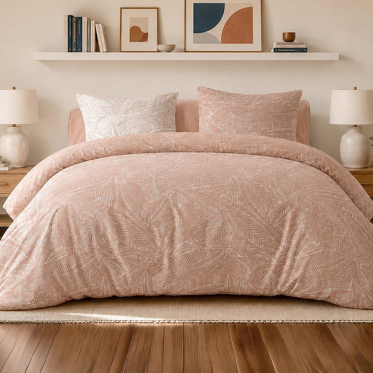 Ambre - Parures de Lit de Couette 3pcs avec 2 Taies - 100% Percale de Coton 71 Fils - Imprimé